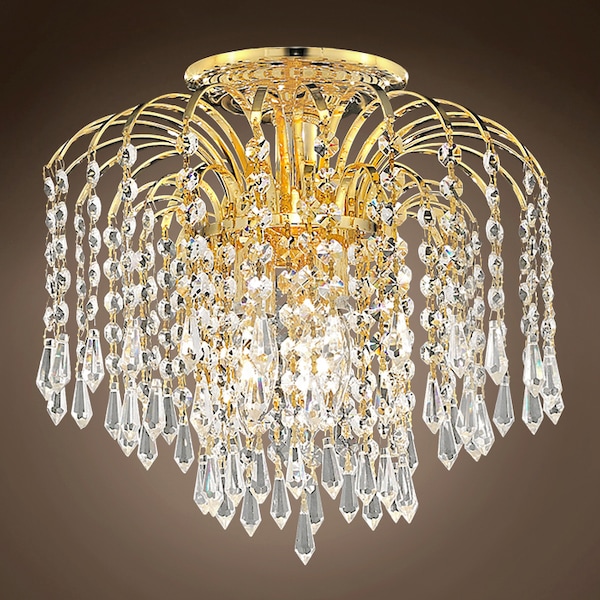 Joshua Marshal Waterfall Design 4 Light 16 Gold Flush Mount w/Clear European Crystals 701156-005